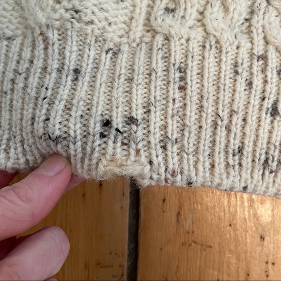 Irish Aran Fisherman Wool Knit Sweater Med Lg - Picture 5 of 5